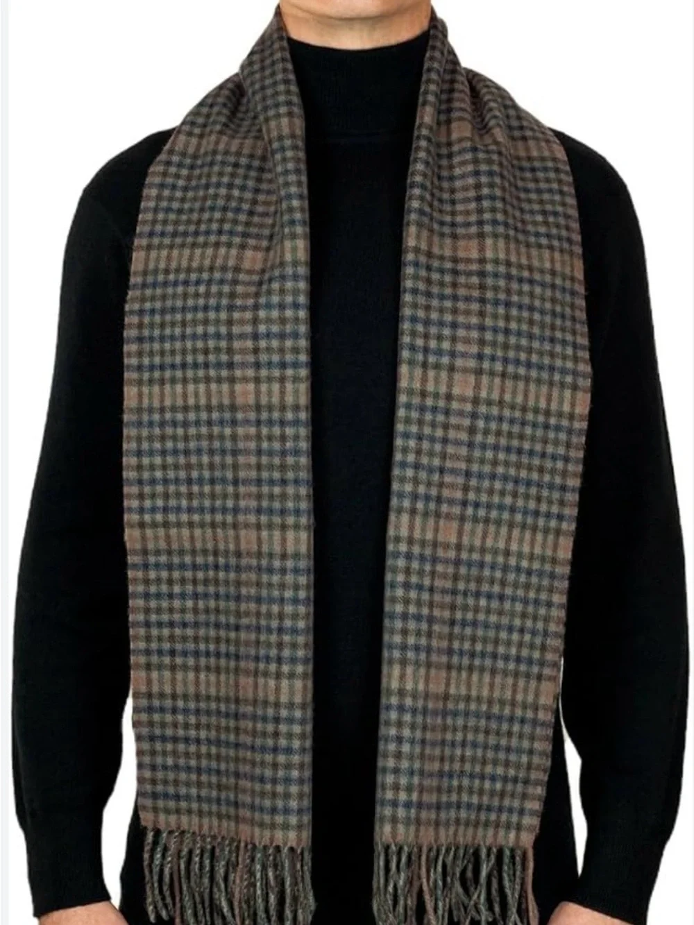 Nova check fashion collection made in Scotland soft 100% cashmere plaid scarf